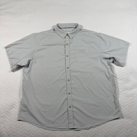 Poncho Mens 3XL Regular Fit Plaid Short Sleeve Button Down Shirt Lightweight EUC - Picture 3 of 11
